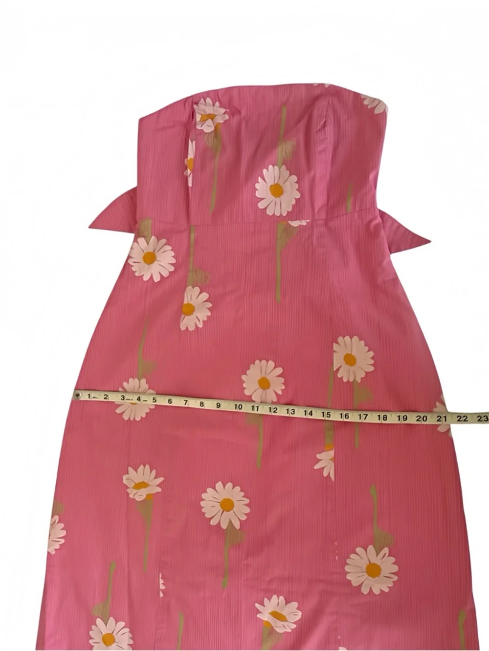 Vintage Lilly Pulitzer Strapless Pink Floral Dress Empire Waist Daisy 90s Y2K 6 - Picture 10 of 12